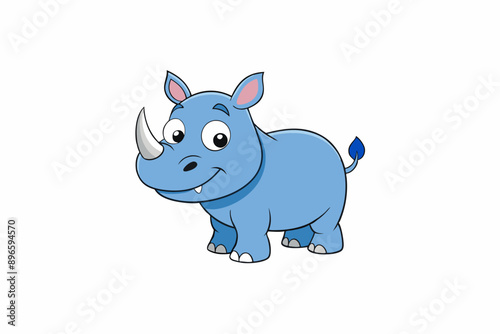 Funny Rhino Vector Illustration Cartoons, Clipart, and Line Art Design on White Background, Playful funny rhino vector design, perfect for cartoons, clipart, and line art on white background