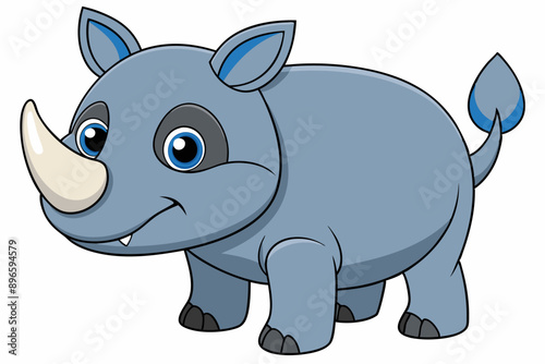 Funny Rhino Vector Illustration Cartoons, Clipart, and Line Art Design on White Background, Playful funny rhino vector design, perfect for cartoons, clipart, and line art on white background