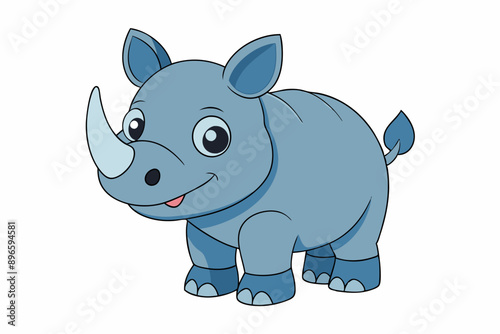Funny Rhino Vector Illustration Cartoons, Clipart, and Line Art Design on White Background, Playful funny rhino vector design, perfect for cartoons, clipart, and line art on white background