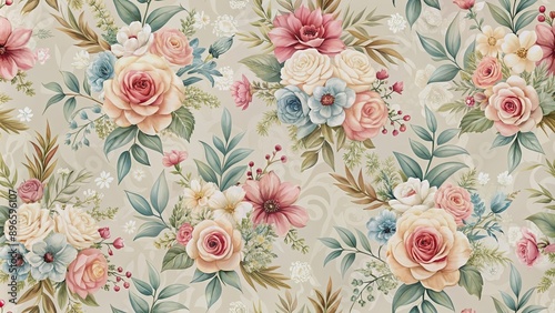 Abstract elegant seamless pattern with floral elements on a soft background, abstract, elegance, seamless, pattern