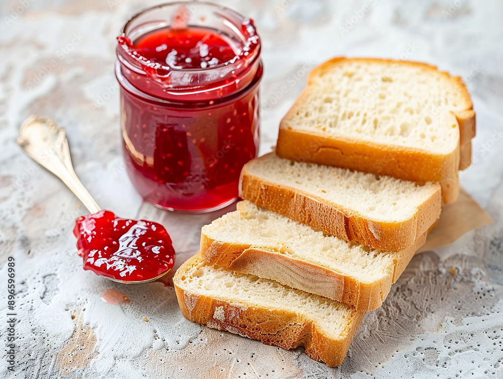 Fresh Toast with Strawberry Jam Spread for Breakfast Fresh Toast with Strawberry Jam Spread for Breakfast