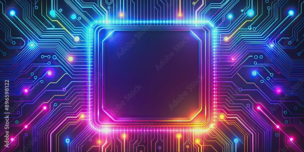 Vibrant neon circuit abstract technology background, neon, circuit, abstract, technology, colorful, vibrant, digital Vibrant neon circuit abstract technology background, neon, circuit, abstract, technology, colorful, vibrant, digital