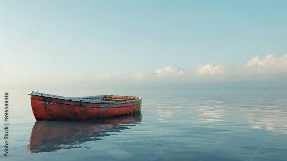 Coach floating on a calm water surface, emphasizing the effects of severe water damage Coach floating on a calm water surface, emphasizing the effects of severe water damage