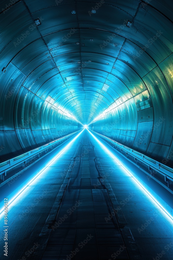A futuristic tunnel illuminated by vibrant blue lights, creating an ethereal atmosphere that captures the essence of modern design. A futuristic tunnel illuminated by vibrant blue lights, creating an ethereal atmosphere that captures the essence of modern design.