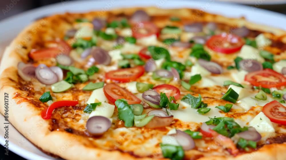 Colorful Veggie Pizza: A Close-Up Culinary Delight Colorful Veggie Pizza: A Close-Up Culinary Delight