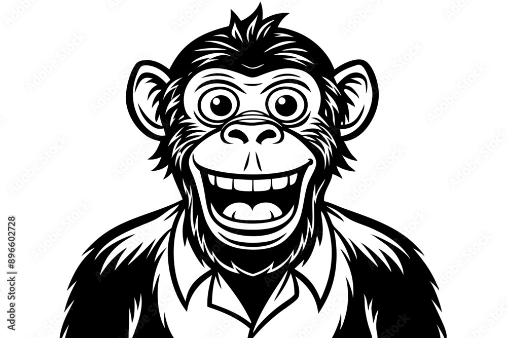 Obraz premium Funny Chimpanzee Vector Illustration Cartoons, Clipart & Line Art on White Background, Funny chimpanzee vector illustration with white background perfect for cartoons and clipart
