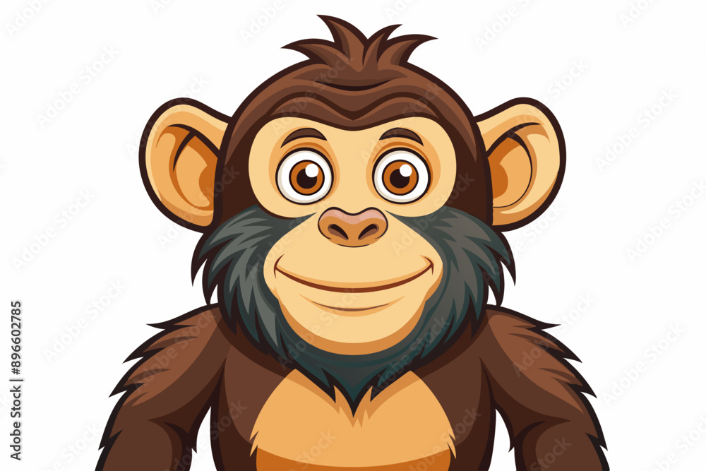 Obraz premium Funny Chimpanzee Vector Illustration Cartoons, Clipart & Line Art on White Background, Funny chimpanzee vector illustration with white background perfect for cartoons and clipart