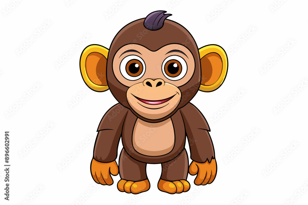 Obraz premium Funny Chimpanzee Vector Illustration Cartoons, Clipart & Line Art on White Background, Funny chimpanzee vector illustration with white background perfect for cartoons and clipart
