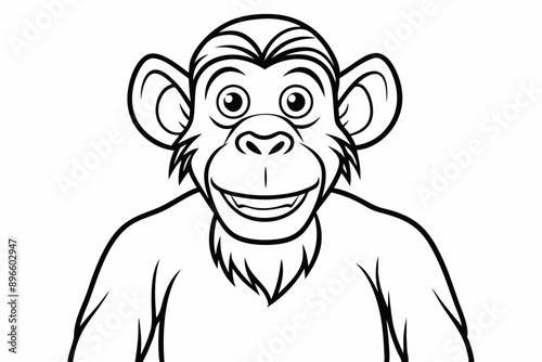 Funny Chimpanzee Vector Illustration Cartoons, Clipart & Line Art on White Background, Funny chimpanzee vector illustration with white background perfect for cartoons and clipart photo