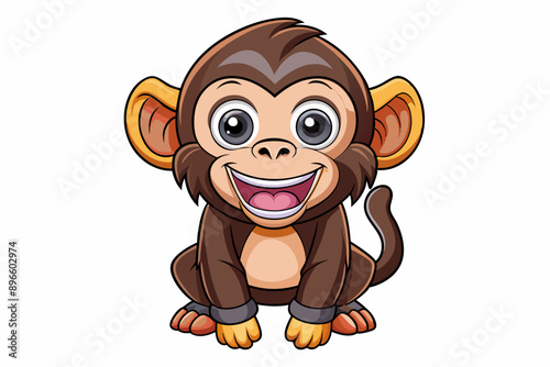 Funny Chimpanzee Vector Illustration Cartoons, Clipart & Line Art on White Background, Funny chimpanzee vector illustration with white background perfect for cartoons and clipart