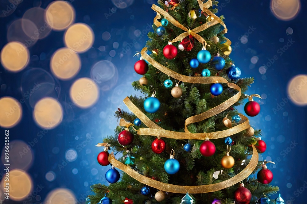 Fototapeta premium christmas tree backdrop bokeh