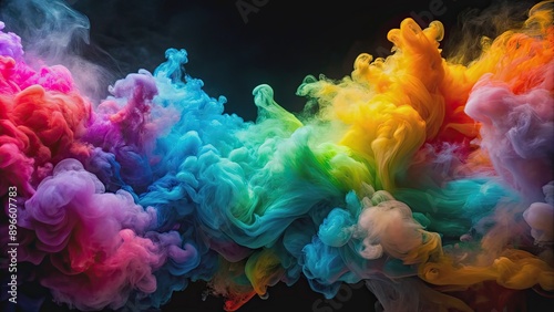 Abstract background with colorful smoke clouds , colorful, abstract, background, smoke, clouds, texture, art, artistic, vibrant © Udomner