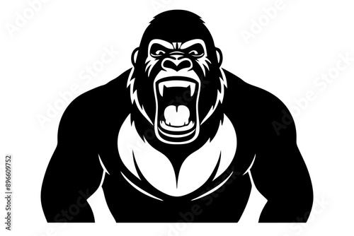 Funny Gorilla Vector Illustration Cartoon, Clipart, Line Art Design on White Background, Funny gorilla vector illustration with white background, ideal for cartoons, clipart, and designs photo