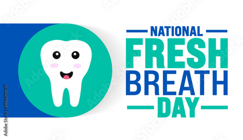 National Fresh Breath Day is observed every year in August. Holiday concept. Template for background, banner, card, poster, placard, design template with unique shapes with standard color.