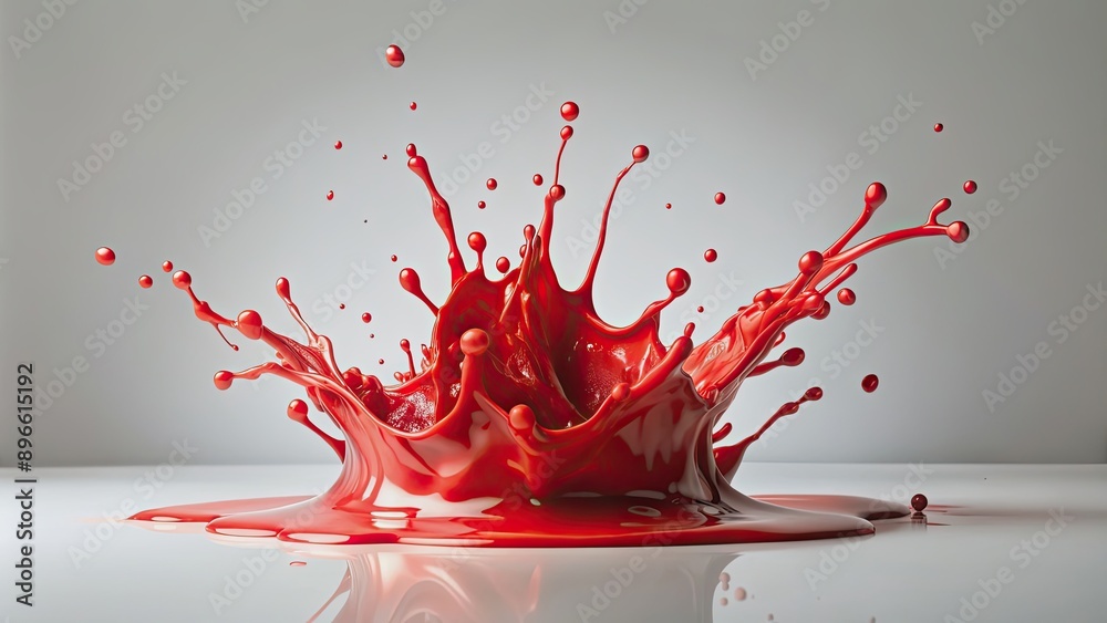 Vibrant red paint splashes on a white background, vibrant, red, paint, splashes, abstract, artistic, textured, colorful, background