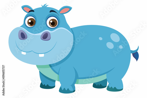 Funny Hippo Vector Illustration Cartoons, Clipart, Line Art Design on White Background, Playful funny hippo vector illustration on a white background - perfect for fun designs