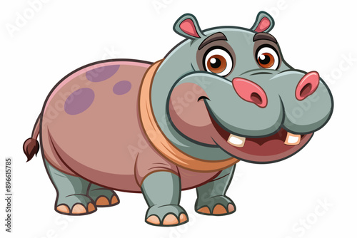 Funny Hippo Vector Illustration Cartoons, Clipart, Line Art Design on White Background, Playful funny hippo vector illustration on a white background - perfect for fun designs