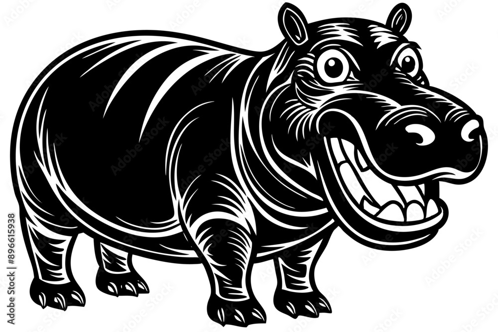 Funny Hippo Vector Illustration Cartoons, Clipart, Line Art Design on White Background, Playful funny hippo vector illustration on a white background - perfect for fun designs Funny Hippo Vector Illustration Cartoons, Clipart, Line Art Design on White Background, Playful funny hippo vector illustration on a white background - perfect for fun designs