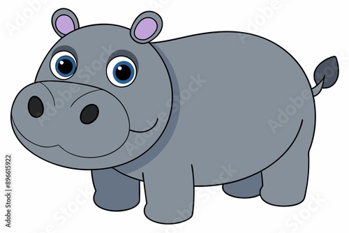 Funny Hippo Vector Illustration Cartoons, Clipart, Line Art Design on White Background, Playful funny hippo vector illustration on a white background - perfect for fun designs