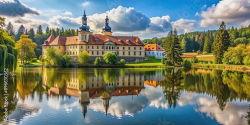 Scenic view of Vlasim Chateau Park and Vlasimska Brana in Central Bohemian Region photo