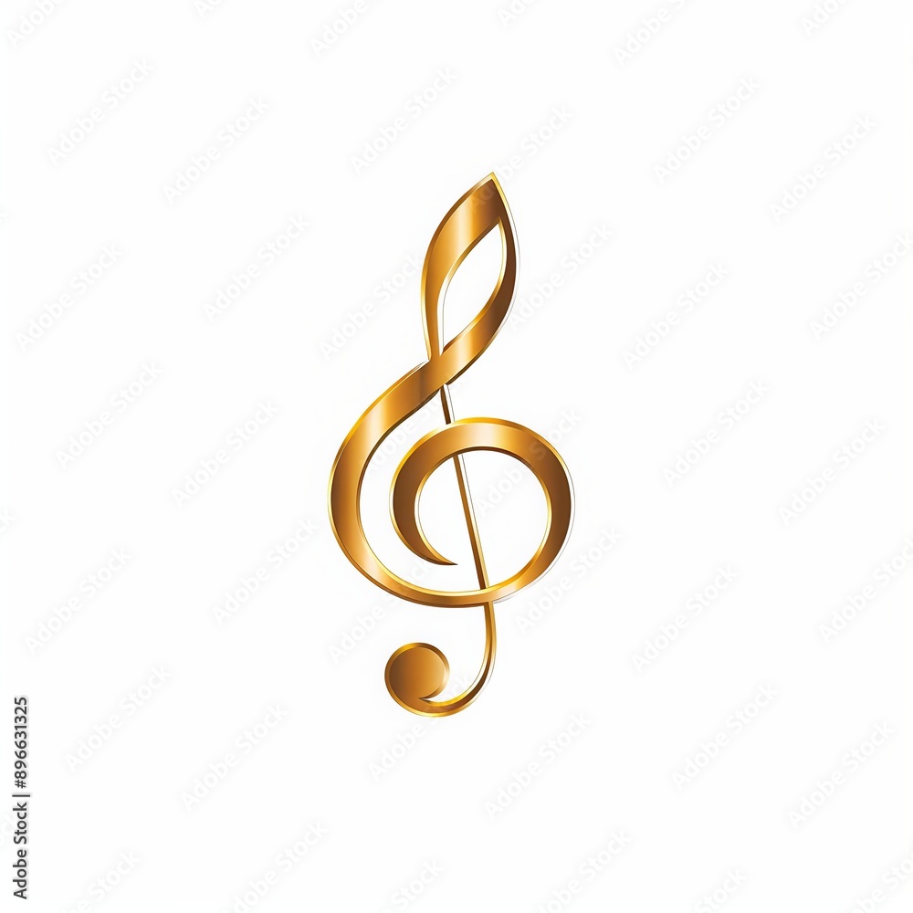 Elegant golden treble clef symbol on white background, perfect for music-related projects and designs. High-quality stock image. Elegant golden treble clef symbol on white background, perfect for music-related projects and designs. High-quality stock image.