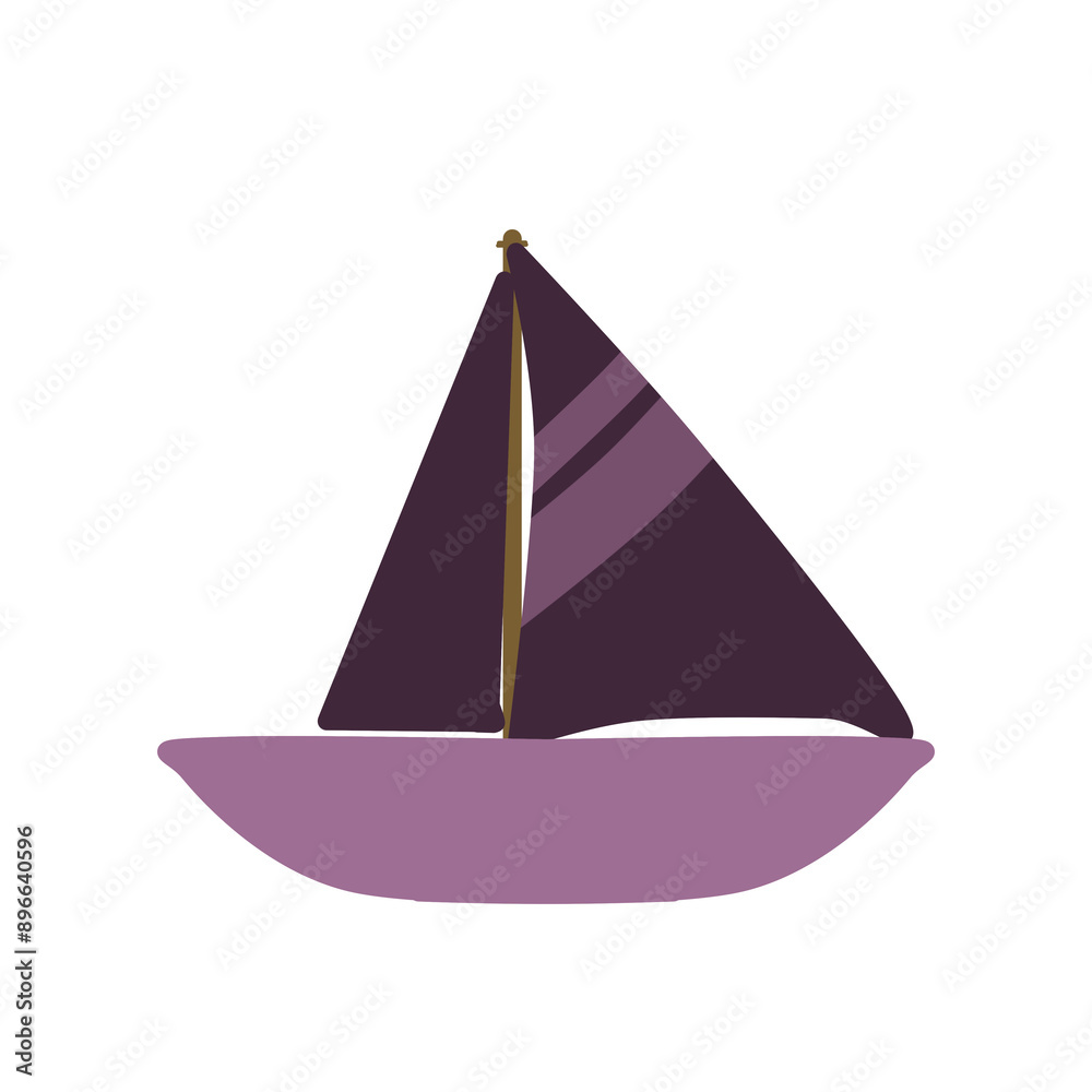 Fototapeta premium Doodle boat sea cute small ship summer holiday that can be used for sticker, book, scrapbook, icon, decorative, e.t.c with aesthetic purple colorful color