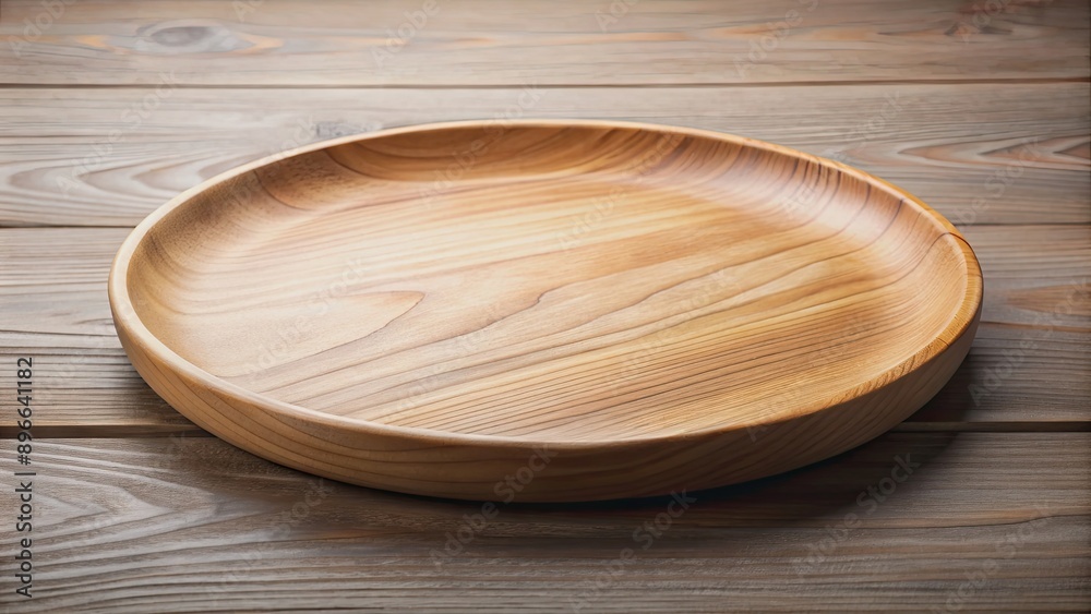 Natural round wooden plate with a smooth finish, ideal for serving food , kitchen utensil, top view, wooden, plate, round Natural round wooden plate with a smooth finish, ideal for serving food , kitchen utensil, top view, wooden, plate, round