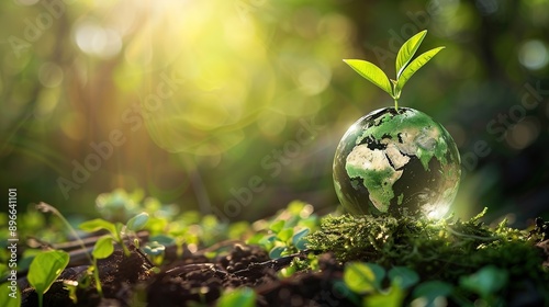 Growing Plant on Globe, Environmental Sustainability, Green Earth Concept, Nature Conservation, Sustainable Development, Ecology and Green Living, Eco-Friendly Planet, Environmental Protection Awarene