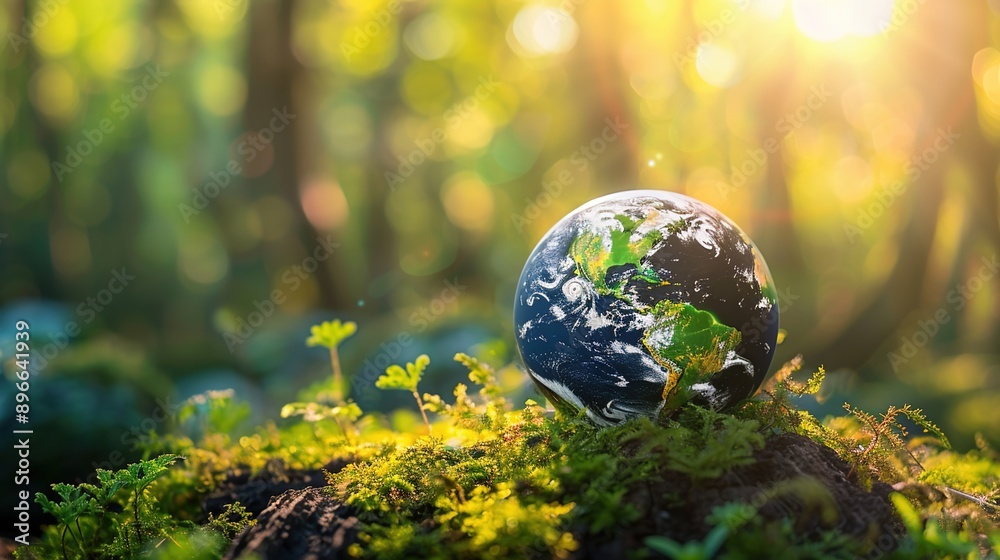 Environmental Conservation, Globe in Nature, Sustainable Earth, Green Planet Concept, Nature Preservation, Ecology and Sustainability, Greenery and Global Warming Awareness Environmental Conservation, Globe in Nature, Sustainable Earth, Green Planet Concept, Nature Preservation, Ecology and Sustainability, Greenery and Global Warming Awareness