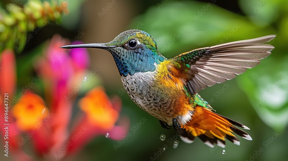 Ethereal Movement: Golden-Tailed Sapphire in National Park Ethereal Movement: Golden-Tailed Sapphire in National Park