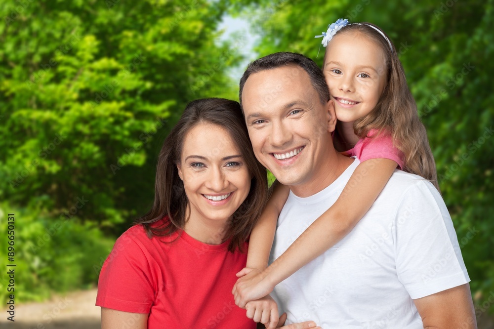 Happy young family and children on morning walk Happy young family and children on morning walk