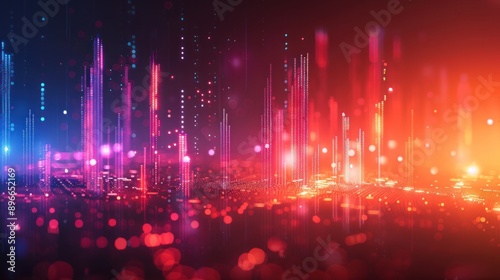 Abstract Cityscape with Neon Lights