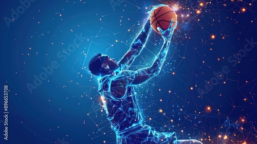 Basketball Player in Motion: A Digital Art Representation of Sports
