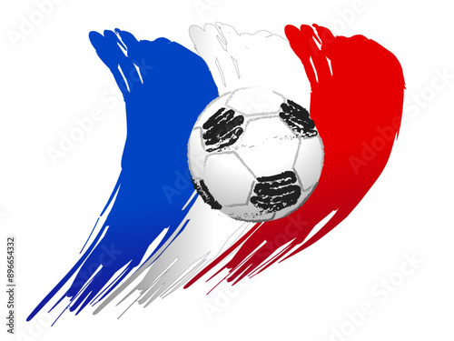 A soccer ball on the background of the French flag. 