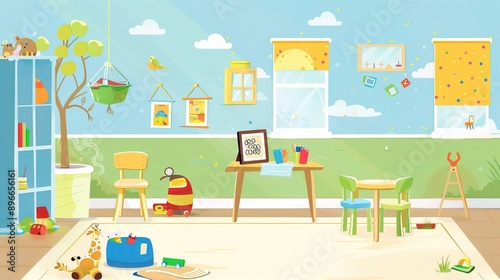 Colorful Pre-school Poster Background: Inspiring Learning and Play for Young Minds © cao