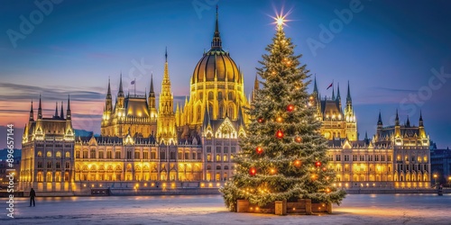 Beautifully decorated Christmas tree in Budapest for December 2022, Christmas, tree, decoration, ornaments, baubles