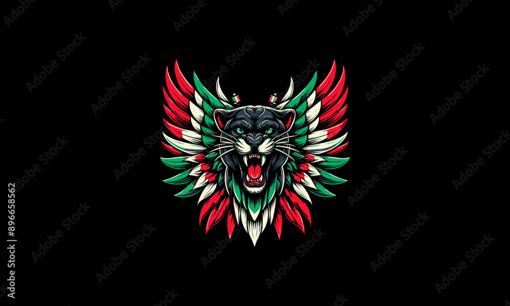 head panther with wings motif italy vector mascot design head panther with wings motif italy vector mascot design