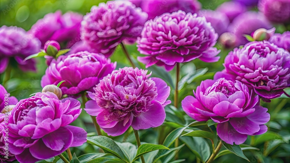 Close-up of a bush of purple peonies in full bloom, peonies, flowers, garden, floral, nature, close-up, vibrant, purple, petals Close-up of a bush of purple peonies in full bloom, peonies, flowers, garden, floral, nature, close-up, vibrant, purple, petals