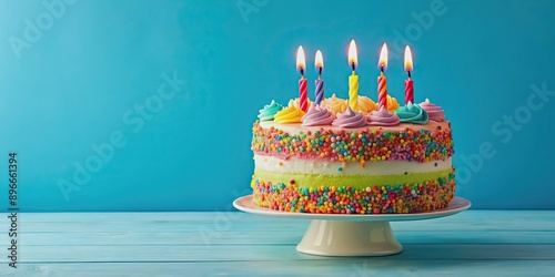 birthday cake with colorful frosting and candles, birthday, cake, celebration, party, sweet, dessert, candles, cute
