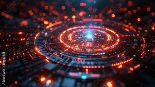 Futuristic Technology Interface with Glowing Lights
