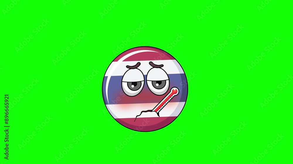 Fever animation of a thailand flag cartoon, with a thermometer Fever animation of a thailand flag cartoon, with a thermometer