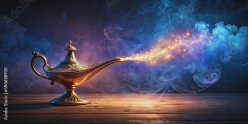 Magic lamp glowing in the dark with mysterious aura, magic, lamp, dark, glowing, mysterious, aura, genie, wish, mystery
