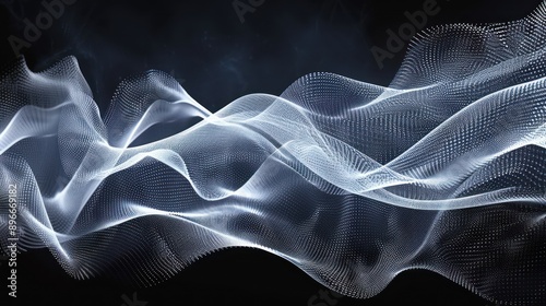 Abstract White Waves on a Black Background