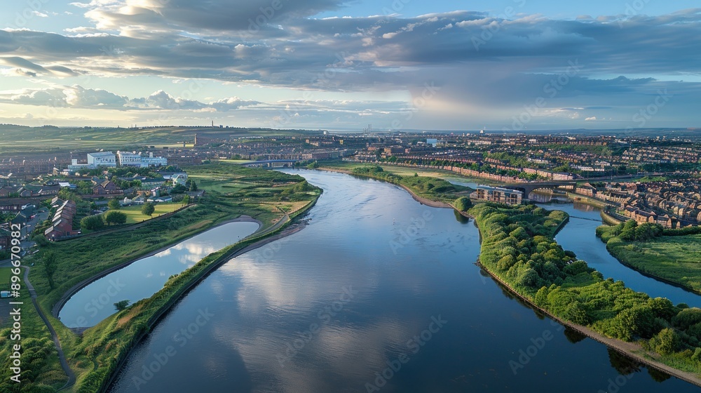 Fototapeta premium Aerial View of River Clyde in Glasgow, Scotland