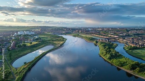 Aerial View of River Clyde in Glasgow, Scotland photo