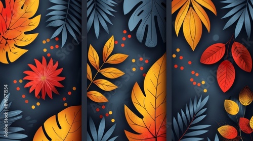 Colorful Tropical Leaves Pattern