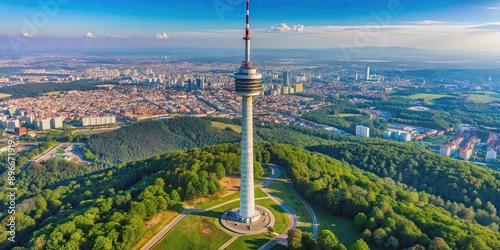 Tall and majestic radio tower Avala in Belgrade, Serbia, Avala, Belgrade, Serbia, radio tower photo