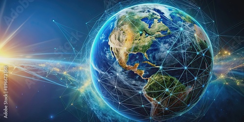 Abstract rendering of planet Earth, representing globalization and connectivity, planet, Earth, globe, abstract photo