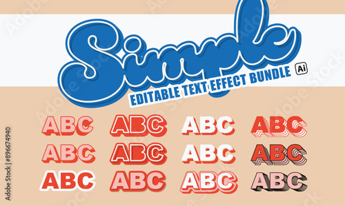 simple text effects bundle. editable vector file.