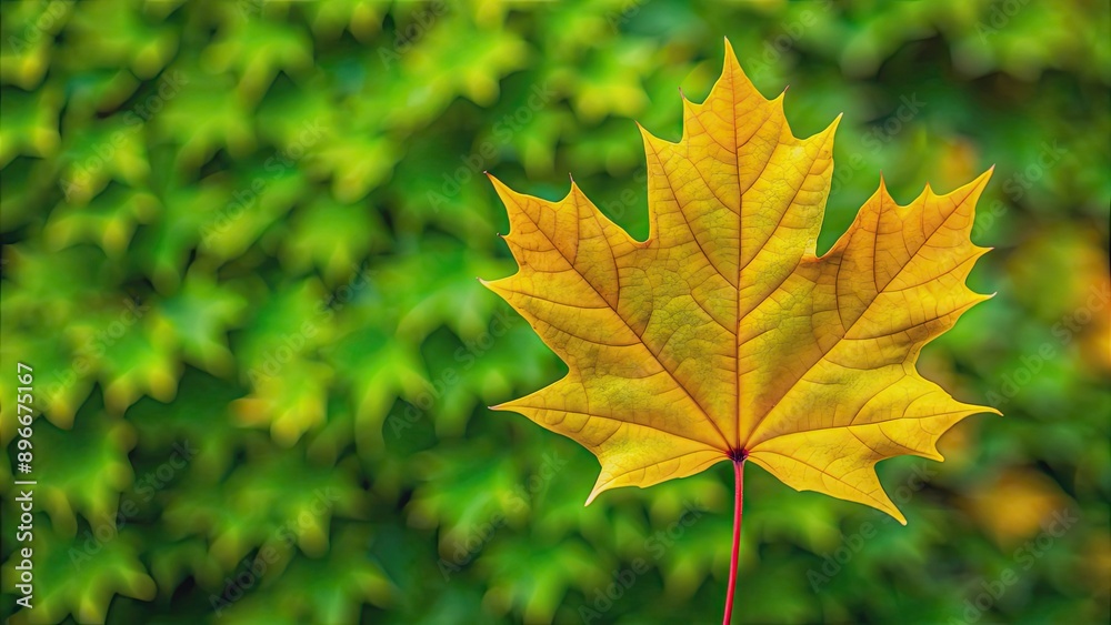 Vibrant yellow maple leaf on a background of green foliage, autumn, fall, nature, golden, vibrant, foliage, seasonal, Canadian Vibrant yellow maple leaf on a background of green foliage, autumn, fall, nature, golden, vibrant, foliage, seasonal, Canadian